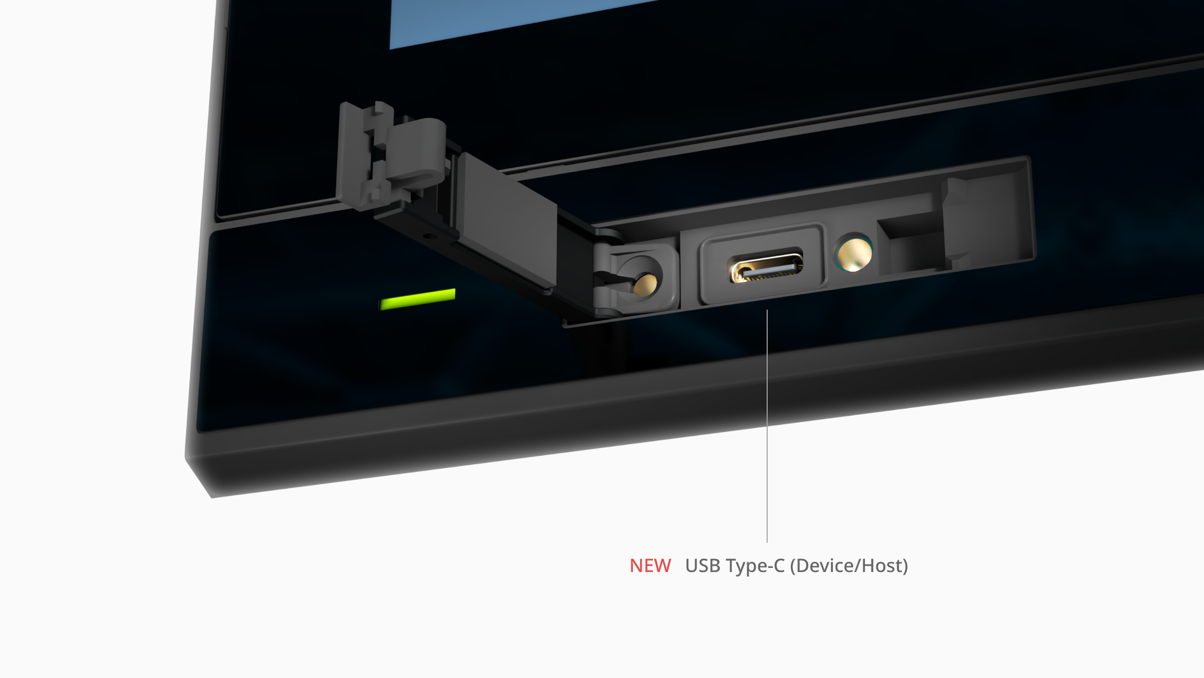 Side interface detail: USB Type-A host port